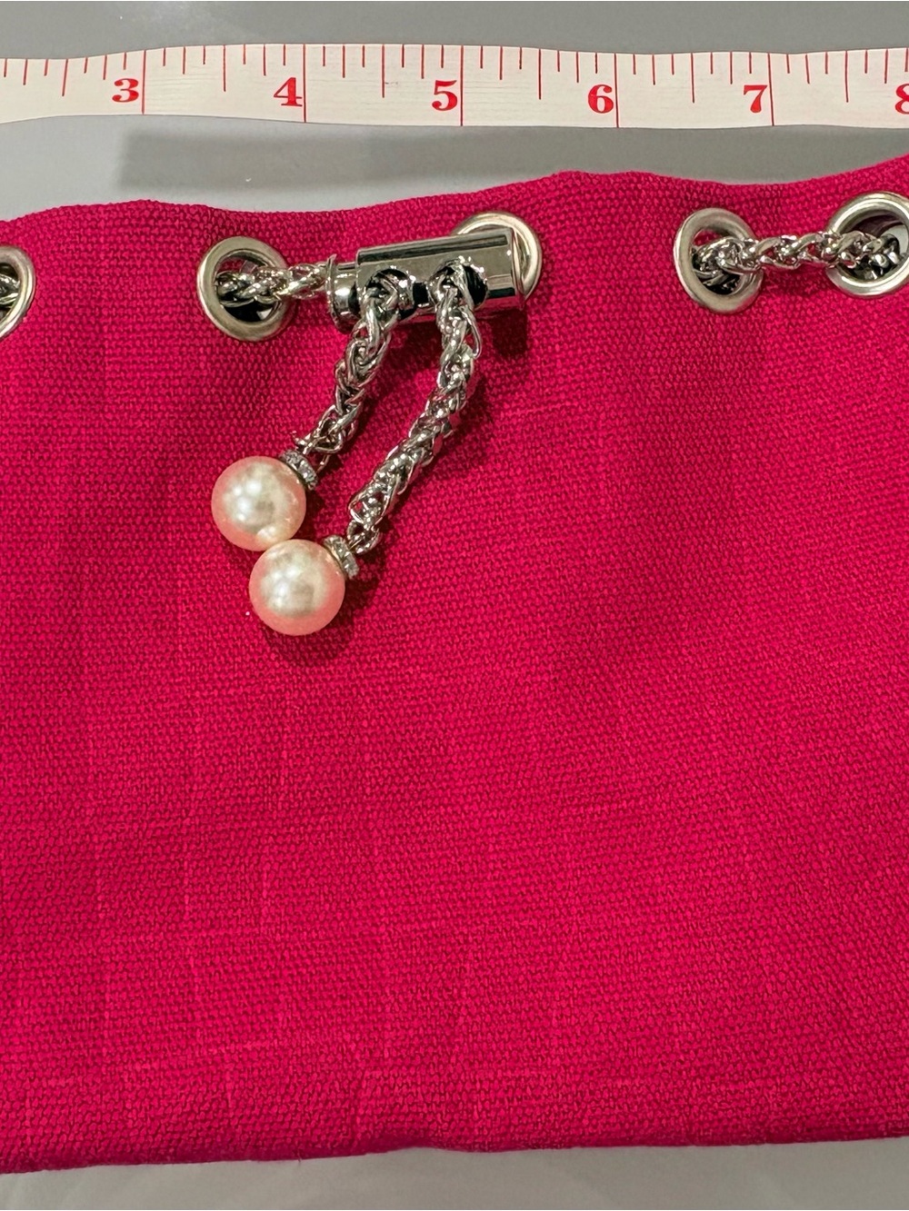 Fuchsia Drawstring Mini Chain Shoulder Bag - Picture 6 of 6